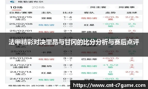 法甲精彩对决里昂与甘冈的比分分析与赛后点评